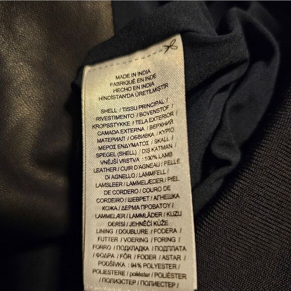 NWT LAUREN RALPH LAUREN Dark Navy Stretch Leather Bomber Jacket - Size Large - Picture 10 of 10